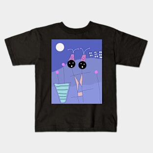 Kids at Night Stick Figure Kids T-Shirt